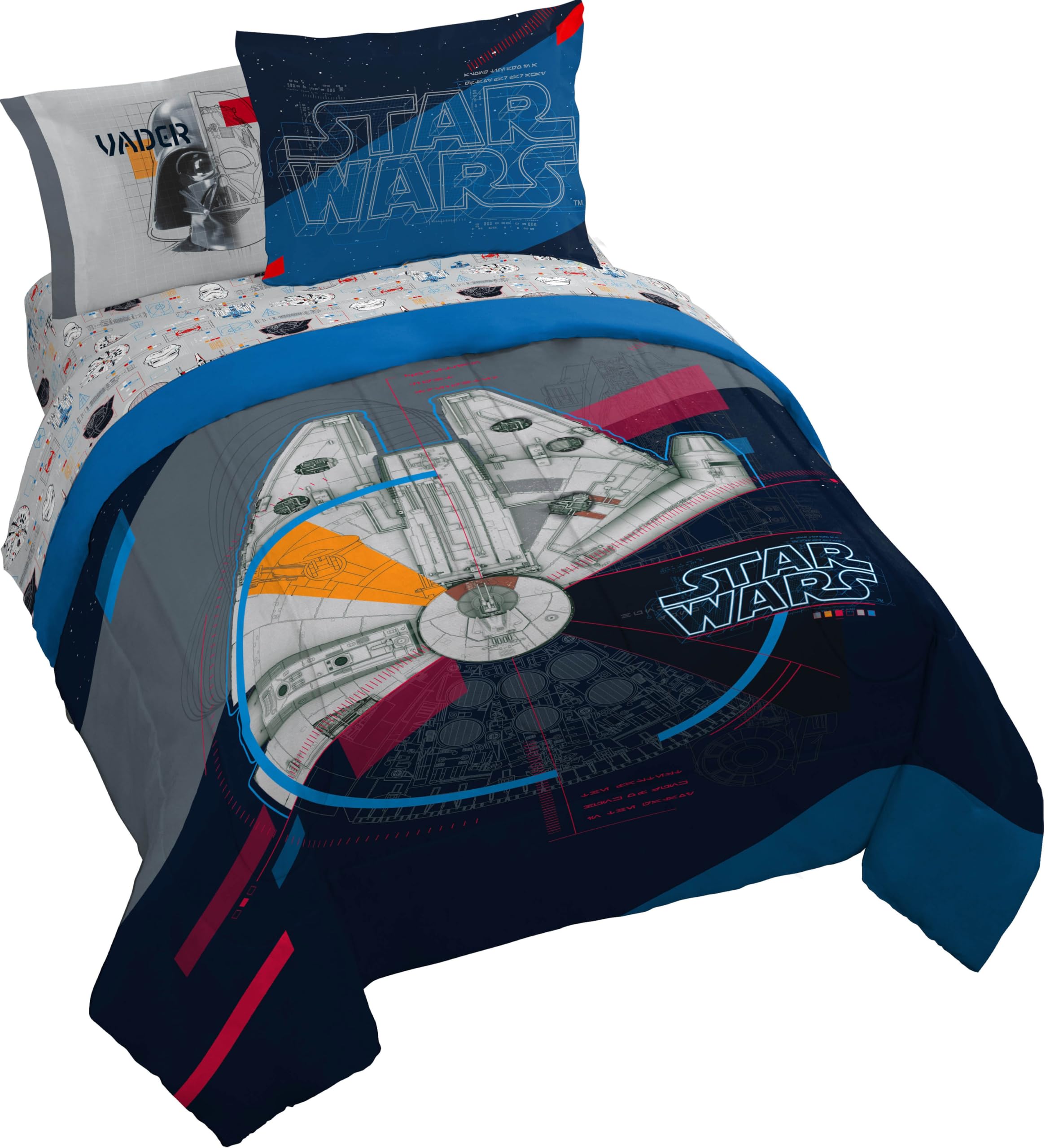 Jay Franco Kids Comforter Set Includes Sheets and Pillow Covers - Soft and Cozy Bed Set for Stylish Room Decor, Grey - Minecraft Movie, 7 Piece Queen Size Bedding