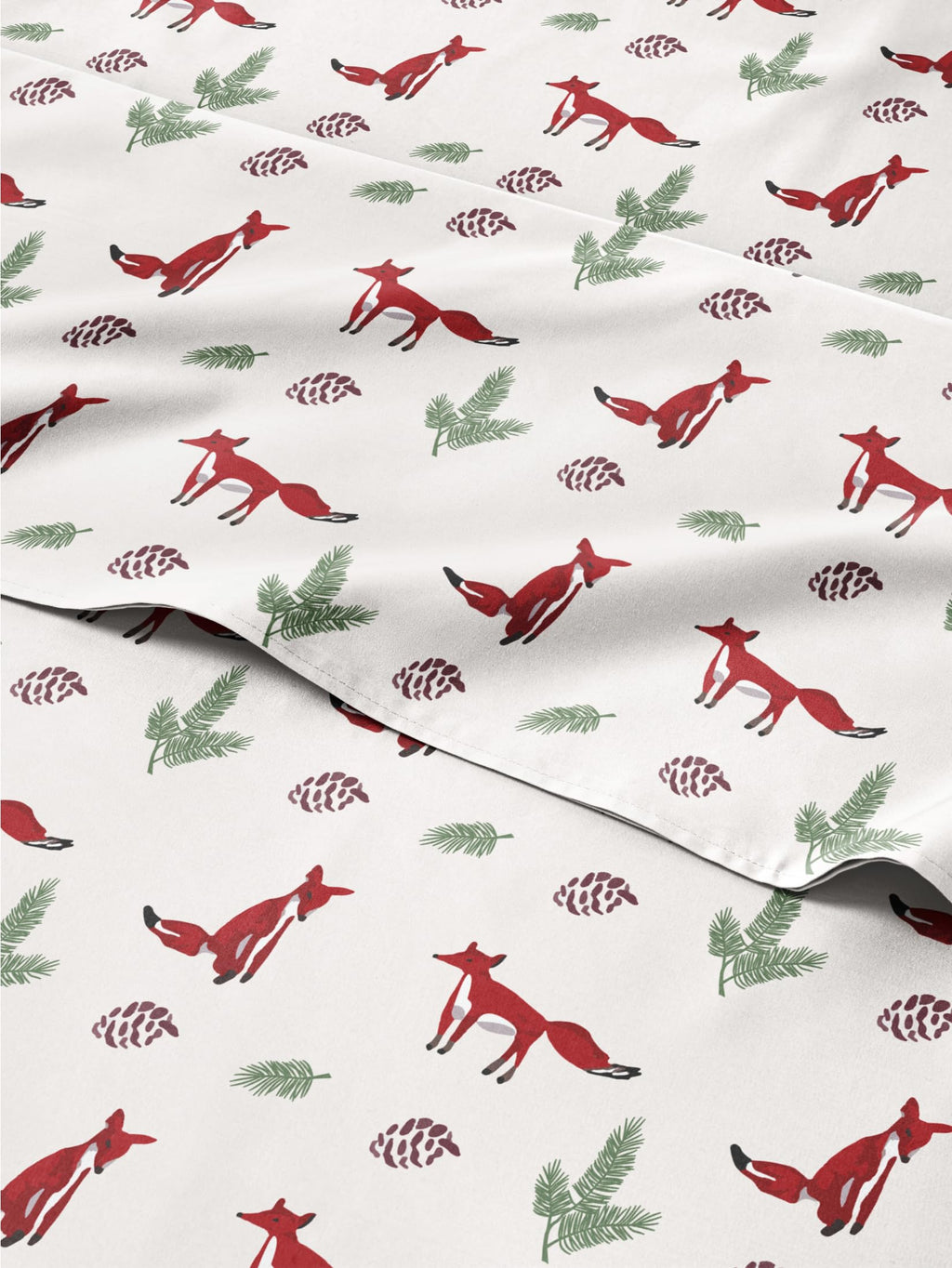 Komplet pościeli King Christmas Tree - Świąteczny wzór Xmas na lnie - Głębokie kieszenie - Dopasowany krój - 4 części - Bez zagnieceń - Wygodna i chłodząca świąteczna pościel zimowa - Łatwa w pielęgnacji - Przyjazna dzieciom