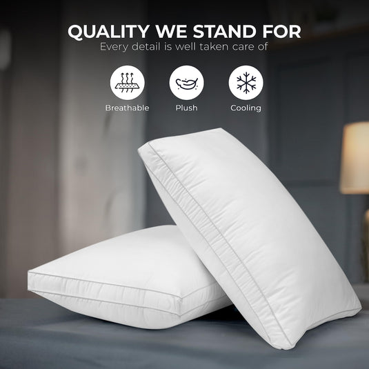 Utopia Bedding Bed Pillows for Sleeping Queen Size (White), Set of 2, Cooling Hotel Quality, Gusseted Pillow for Back, Stomach or Side Sleepers