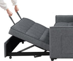2-in-1 Convertible Loveseat Sofa Bed with Pull Out Bed and Storage Sectional Counch for Living Room, Apartment, Bedroom, Office, Gray