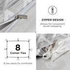 Housse de couette Boho Bedsure - Parure de lit Boho pour toutes les saisons, housse de couette jacquard shabby chic (gris, géométrique, king size, 104"x90")