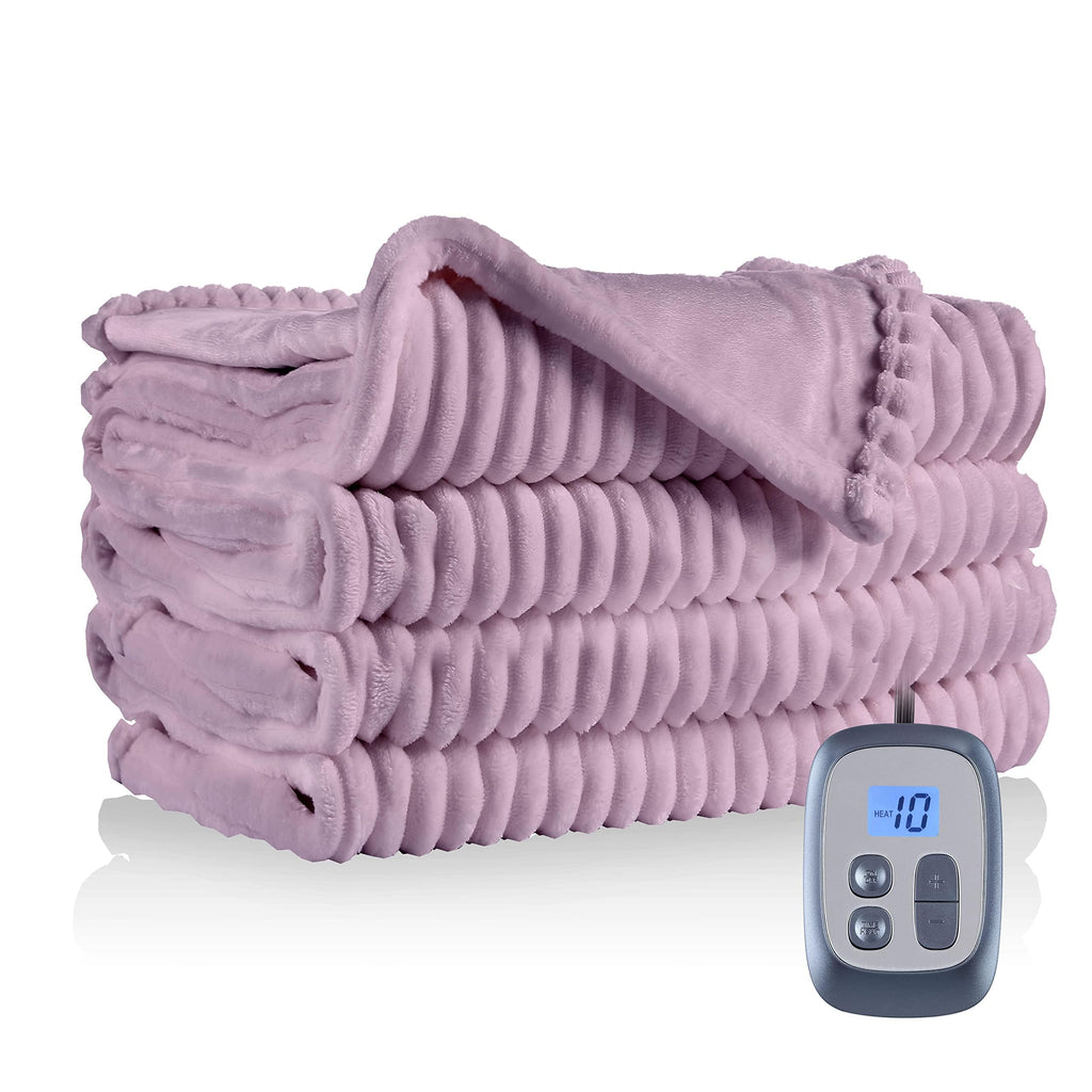 Couverture chauffante électrique DUODUO 72"x84" en polaire corail chaude avec 4 réglages de chaleur et arrêt automatique de 10 heures Protection contre la surchauffe - Gris 