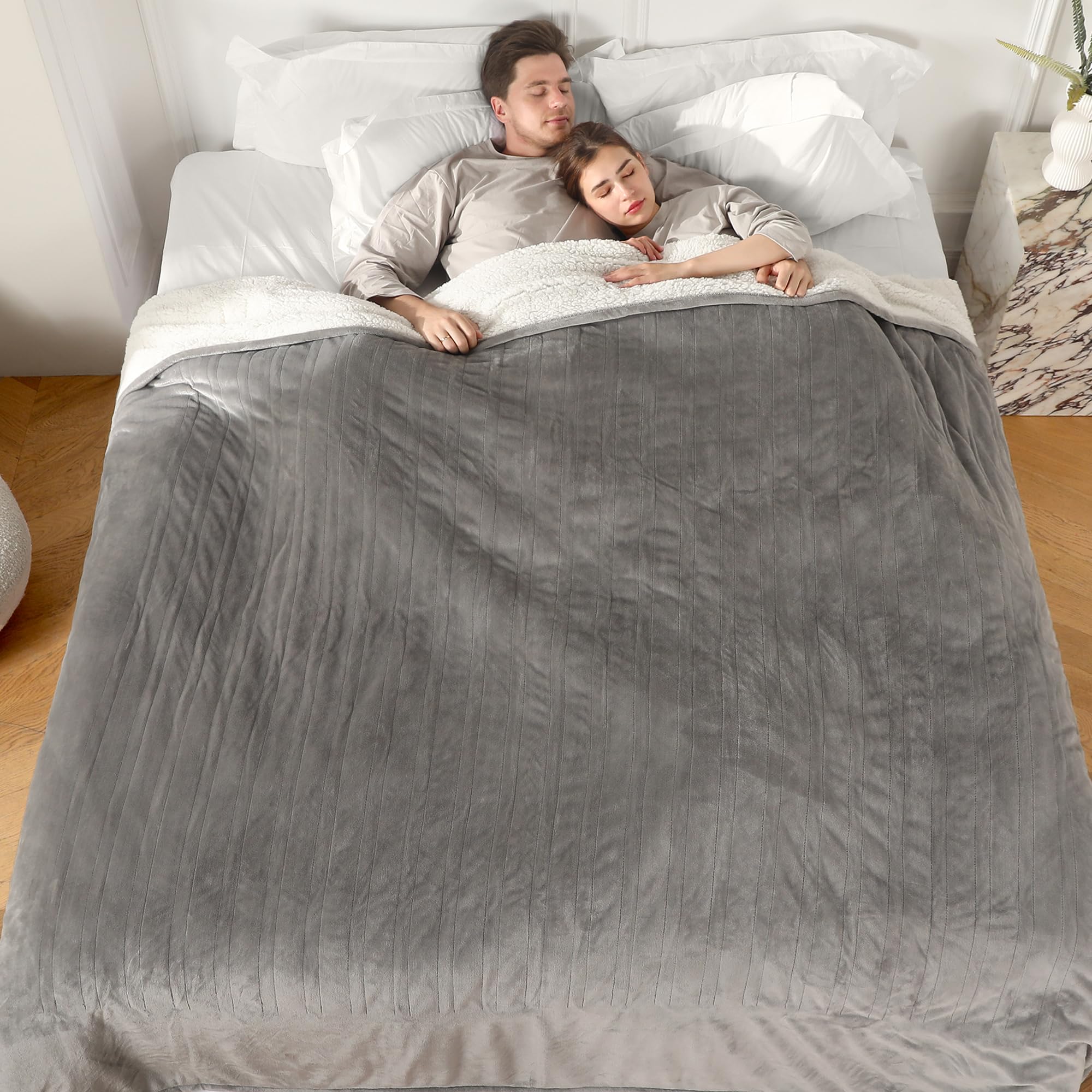 Coperta Elettrica Riscaldata Plaid con 5 Livelli di Riscaldamento e Spegnimento Automatico dopo 4 Ore, Plaid Riscaldato 50"x60" con Certificazione ETL e FCC per Casa e Ufficio, Lavabile in Lavatrice, Grigio Scuro