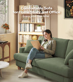 Kidirect 87in Green Sofa, Couches for Living Room 21in Extra Deep Seats, Comfy Corduroy Sofas for Living Room No Tool Assembly, Modern Oversized Love Seat with 2 Pillows, Sofa Couch for Bedroom