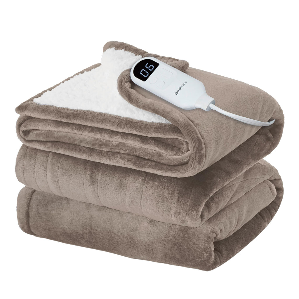 Bedsure Electric Blanket Queen Size - Dual Control Heated Blanket Queen, GentleSoft™ Fast Heating with 10 Time Settings & 10 Heat Settings, Warm Gift for Grandma (84x90 inches, Grey)