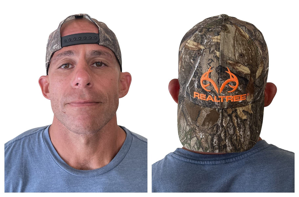 Realtree Edge Blaze Logo Camo Mesh Trucker Cap Hat Snapback svedtransporterende bånd Lav-mellem profil Struktureret forbuet skygge Camouflage kasket