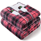 Elektrisch verwarmd deken, 50X60, verwarmingsdeken met 10 verwarmingsniveaus/8 uur automatische uitschakeling, marineblauw geruit Sherpa-dekenverwarmer voor volwassenen, wasbaar deken cadeau voor bank bed kantoor, ETL