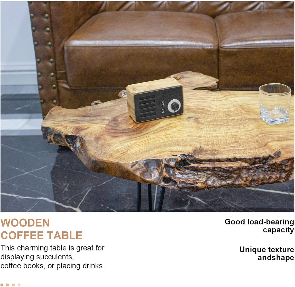 Handcrafted Edge Coffee Table | Natural Wood with Unique Organic Shape | Metal Hairpin Legs for Living Room, Side Table & Boho Decor​