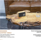 Handcrafted Edge Coffee Table | Natural Wood with Unique Organic Shape | Metal Hairpin Legs for Living Room, Side Table & Boho Decor​