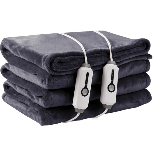 Electric Heated Blanket 72" x 84" Full Size Flannel Fabric with 4 Heating Levels & 10 Hours Auto Shut Off, Breathable Warm and Washable for Soft and Bed - Light Grey