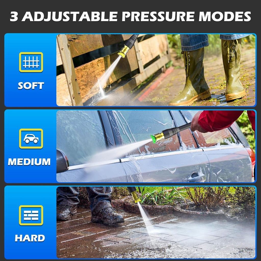 Pressure Washer, 5000PSI Max 3.2GPM Power Washer Adjustable Touch Screen with 35FT Power Cord, 20FT Hose, 4 Nozzles for Driveways Furniture or Cars, Blue