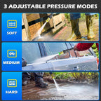 Pressure Washer, 5000PSI Max 3.2GPM Power Washer Adjustable Touch Screen with 35FT Power Cord, 20FT Hose, 4 Nozzles for Driveways Furniture or Cars, Blue