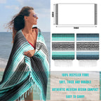 Preboun 4 Pcs Large Mexican Yoga Blanket Pack 45 x 70 Inch Thick Woven Camping Picnic Beach Car Travel Throw Blanket Outdoor Patio Mat Towel(Sky Blue, Light Green)