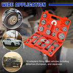 DASBET 24pcs Heavy Duty Disc Brake Caliper Tool Set Disc Brake Caliper Compressor Wind Back Tool Brake Spreading Tools (Red, 24pcs)