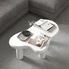 HollyHOME Cloud Coffee Table, Unique Design Accent Table for Living Room and Bedroom, Stylish and Functional Furniture Piece-Durable and Easy to Clean, Free Shape with 3 Legs, 33.9in, Cream White