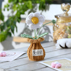 Crochet Flower Pot Forget-me-not Pink Thank You Crochet Gifts for Women Coworker Graduation & Mother's Day Gift Pink Crochet Potted Flower for Women Teacher| Handmade Knitted Potted Plant