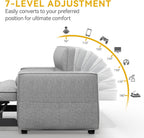 DWVO Convertible Sleeper Sofa Bed: 3-in-1 Loveseat Couch with Pullout Bed, 7-Level Adjustable Backrest, USB Ports, Storage Pockets, Pillows, Modern Lounge Furniture Light Gray