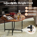 Round Coffee Table, Small Coffee Tables for Living Room, Wood Coffee Table with Metal Frame, Floor Table Desk for Sitting on The Floor, Home, Office, Farmhouse, Rustic Brown (23.6"D x 17.7"H)