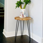 WELLAND Rustic Old Elm Round End Table 16"x16"x21" H Vintage Side Table Accent Table Plant Stand for Living Room Bedroom Home Office Patio