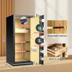 [2025 New Wifi Smart Safe]FABAO 17.5 Cu.Ft.Extra Large Home Safe,Heavy Duty Digital Security Safe with Built-In Drawer and Removable Shelves,Waterproof and Fireproof Safe for Home Hotel Office