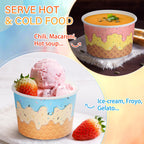 Aodaer 120 Stück 8 Unzen Einweg-Eiscremebehälter Sundae-Schalen Teeparty-Dekorationen Sommer-Snackbecher Papier-Dessert-Joghurt-Schalen Snack-Schalen Becher für Dessert Joghurt Party Bar Zubehör