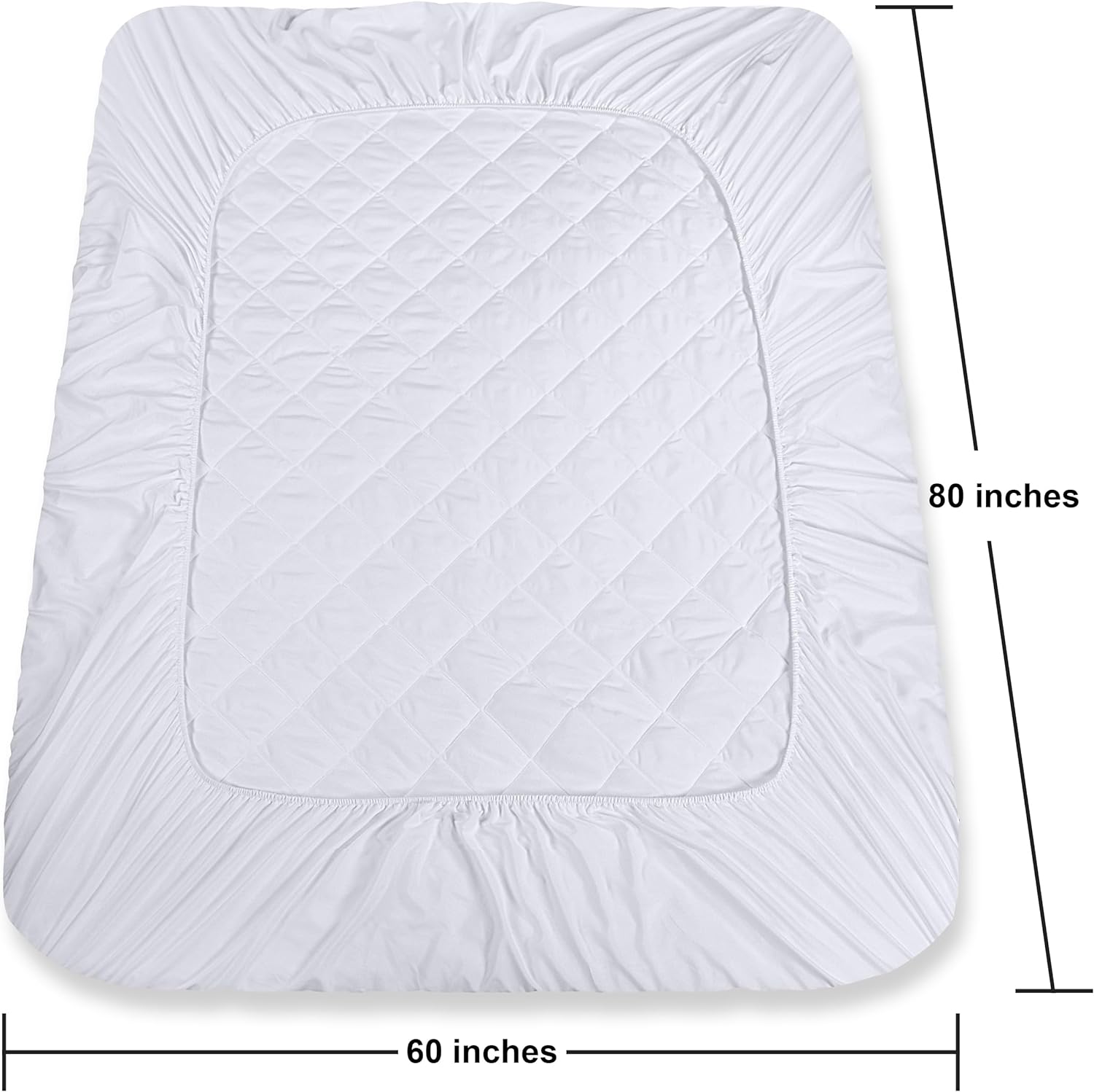 Utopia Bedding Quilted Fitted Mattress Pad, Queen Size, Elastic Fitted Mattress Topper Protector and Cover with Deep Pocket Stretches up to 16 Inches, Machine Washable (White)