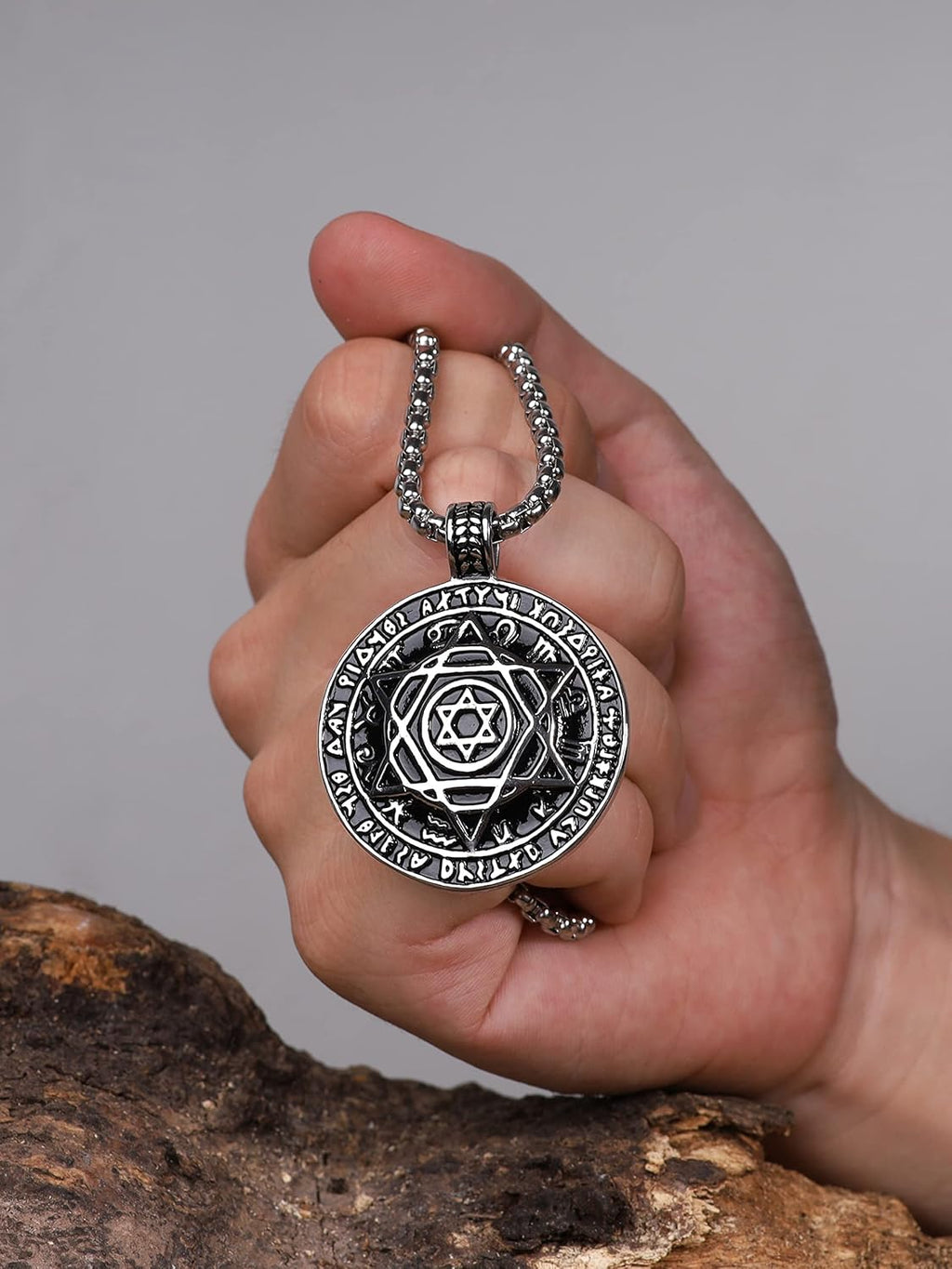 HAQUIL Seal of Solomon Necklace, Stainless Steel 12 Constellations Hexagram Six Pointed Star Protection Amulet Talisman Pendant, Jewish Jewelry Gift