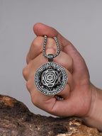 HAQUIL Seal of Solomon Necklace, Stainless Steel 12 Constellations Hexagram Six Pointed Star Protection Amulet Talisman Pendant, Jewish Jewelry Gift