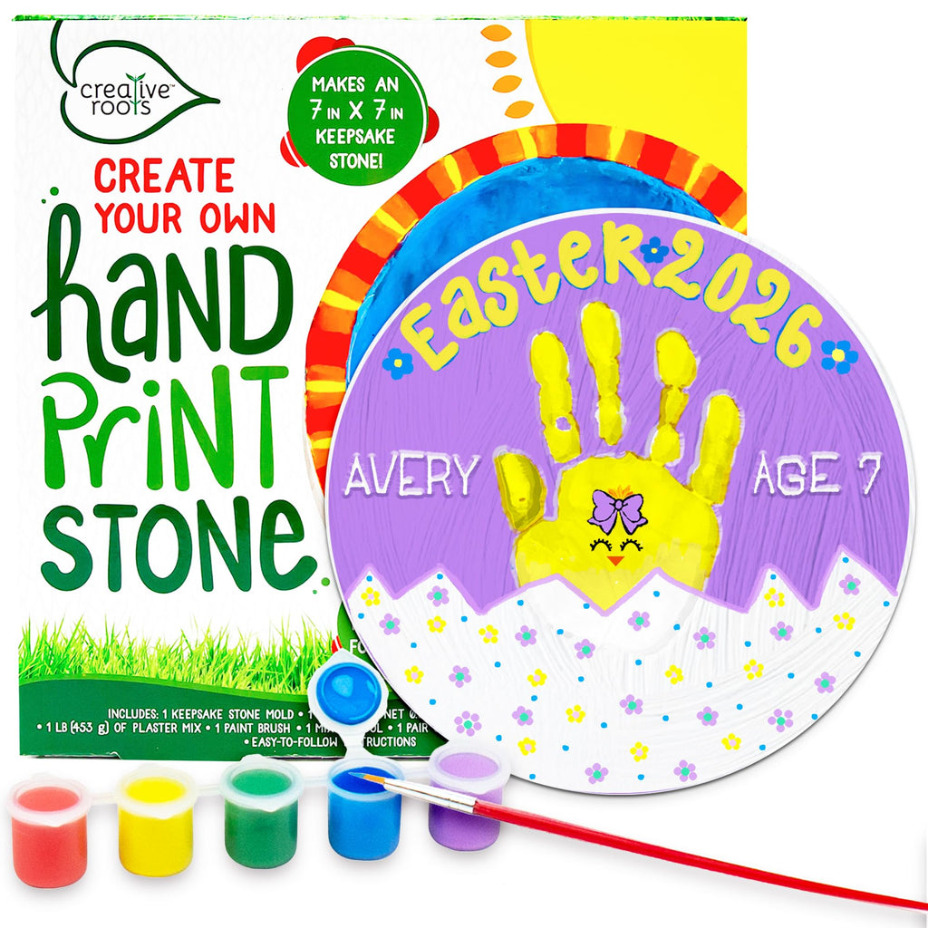 Creative Roots Paint Your Own #1 Dad Stepping Stone, Paintable Ceramic 7 in. Stone, Includes 6 Acrylic Paints & Paintbrush, Great Arts and Crafts for Kids Ages 8-12, Father's Day Gift