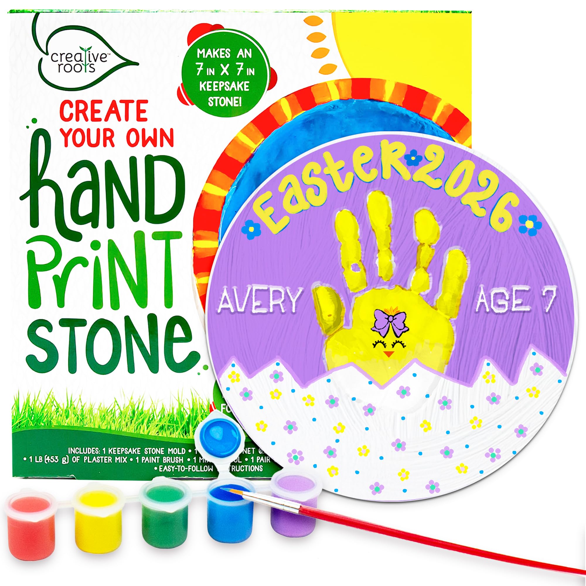 Creative Roots Paint Your Own #1 Dad Stepping Stone, Paintable Ceramic 7 in. Stone, Includes 6 Acrylic Paints & Paintbrush, Great Arts and Crafts for Kids Ages 8-12, Father's Day Gift