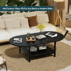 SAYGOER Black Coffee Table Modern Extended Coffee Tables with Storage for Living Room 2-Tier Unique Center Table with Two Folding Panel for Any Large or Small Space,Foldable, All Black