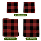 Komplet pościeli King Christmas Tree - Świąteczny wzór Xmas na lnie - Głębokie kieszenie - Dopasowany krój - 4 części - Bez zagnieceń - Wygodna i chłodząca świąteczna pościel zimowa - Łatwa w pielęgnacji - Przyjazna dzieciom