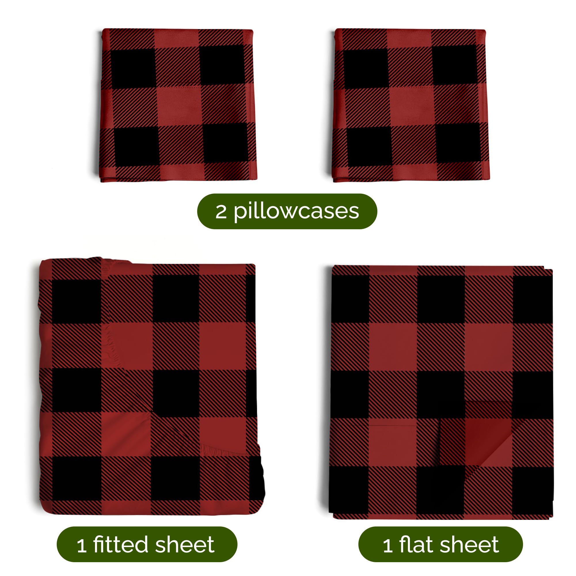 Komplet pościeli King Christmas Tree - Świąteczny wzór Xmas na lnie - Głębokie kieszenie - Dopasowany krój - 4 części - Bez zagnieceń - Wygodna i chłodząca świąteczna pościel zimowa - Łatwa w pielęgnacji - Przyjazna dzieciom