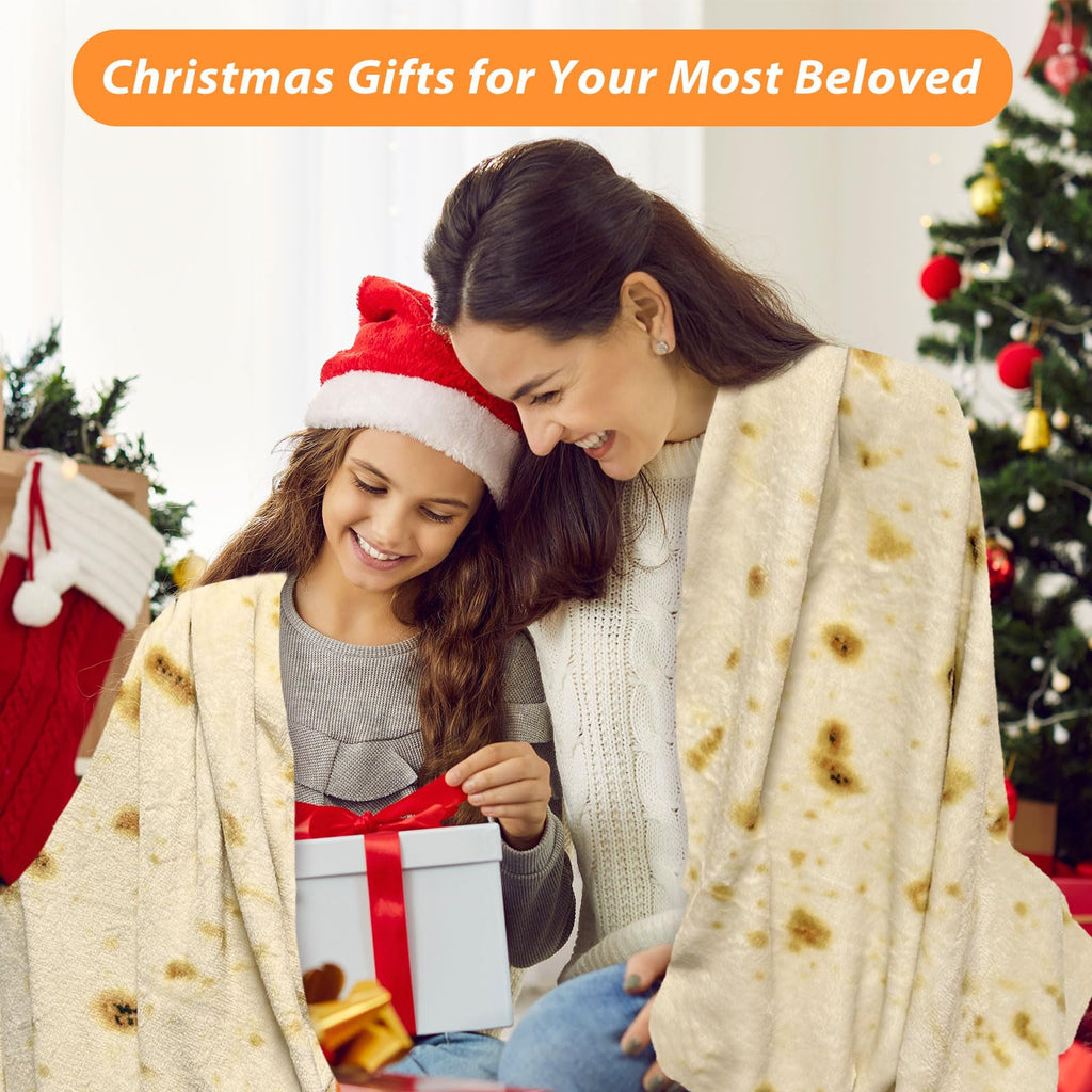 HDFK Tortilla Blanket Adult Size Beige Yellow Double Sided Throw Taco Realistic Food Blankets Lightweight Flannel Fleece White Elephant Funny Gifts for Kids 60 inches for Women Cozy Soft Teen Novelty