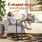 Simple Trending C Shaped End Table, Side Table for Couch, Small Sofa Table TV Tray with Metal Frame for Living Room, Bedroom, Rustic Brown