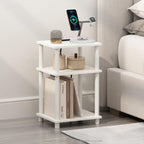 Furinno Just 3-Tier Turn-N-Tube Nightstand, 2-Pack, Columbia Walnut/Black