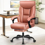 Office Chair, Ergonomic Big and Tall Computer Desk Chairs, Executive Breathable Leather Chair with Adjustable Flip-up Armrests, Lumbar Support Swivel PC Chair with Rocking Function