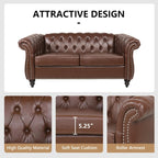 QHITTY 3 Piece Living Room Set, Sectional Chesterfield Sofa Chair Contemporary Upholstered Leather Loveseat Couch Sets for Living Room, Bedroom, Office