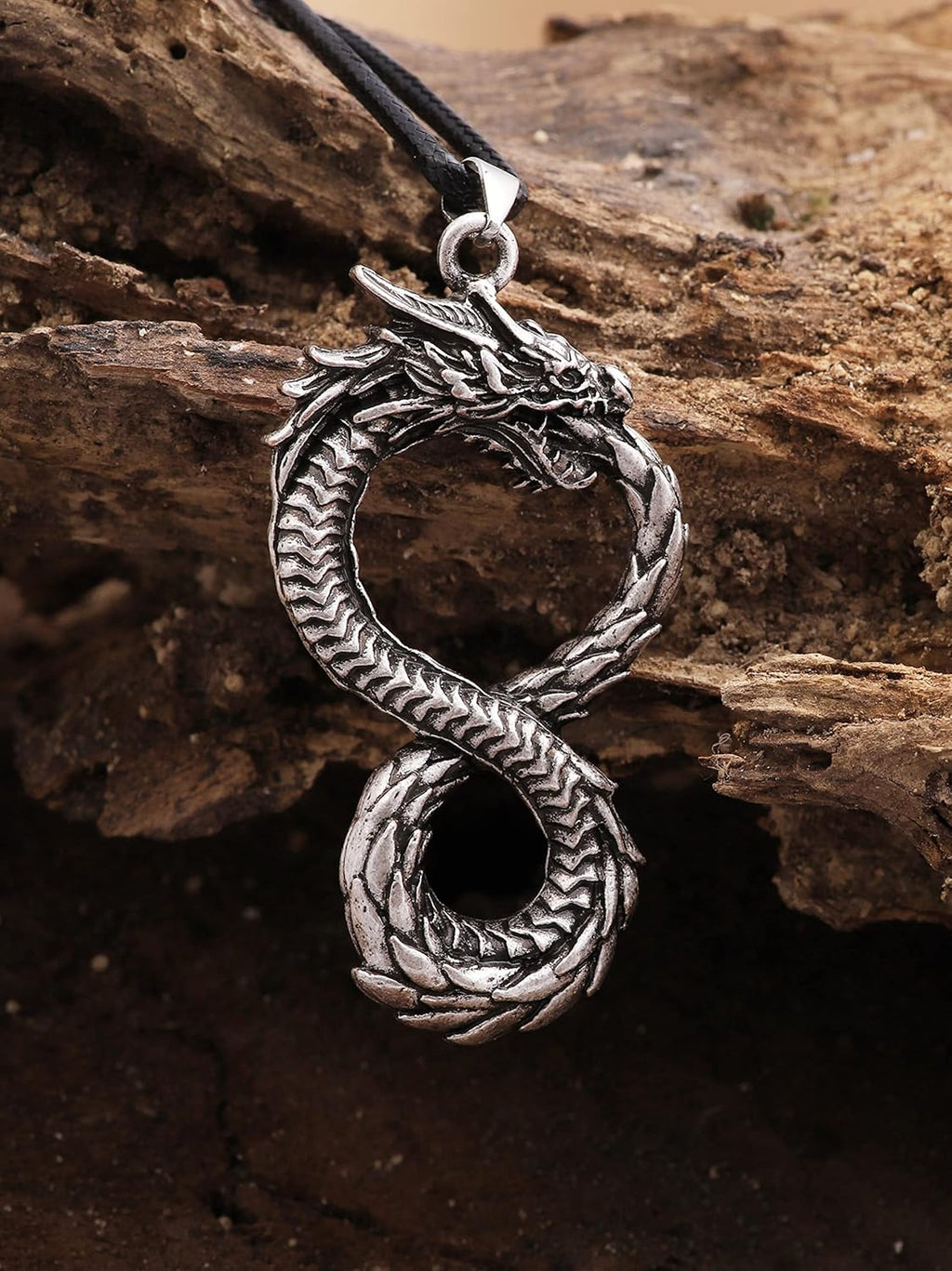 HAQUIL Dragon Necklace, Ouroboros Serpent Dragon Pendant, Dragon Jewelry Gift for Men and Women