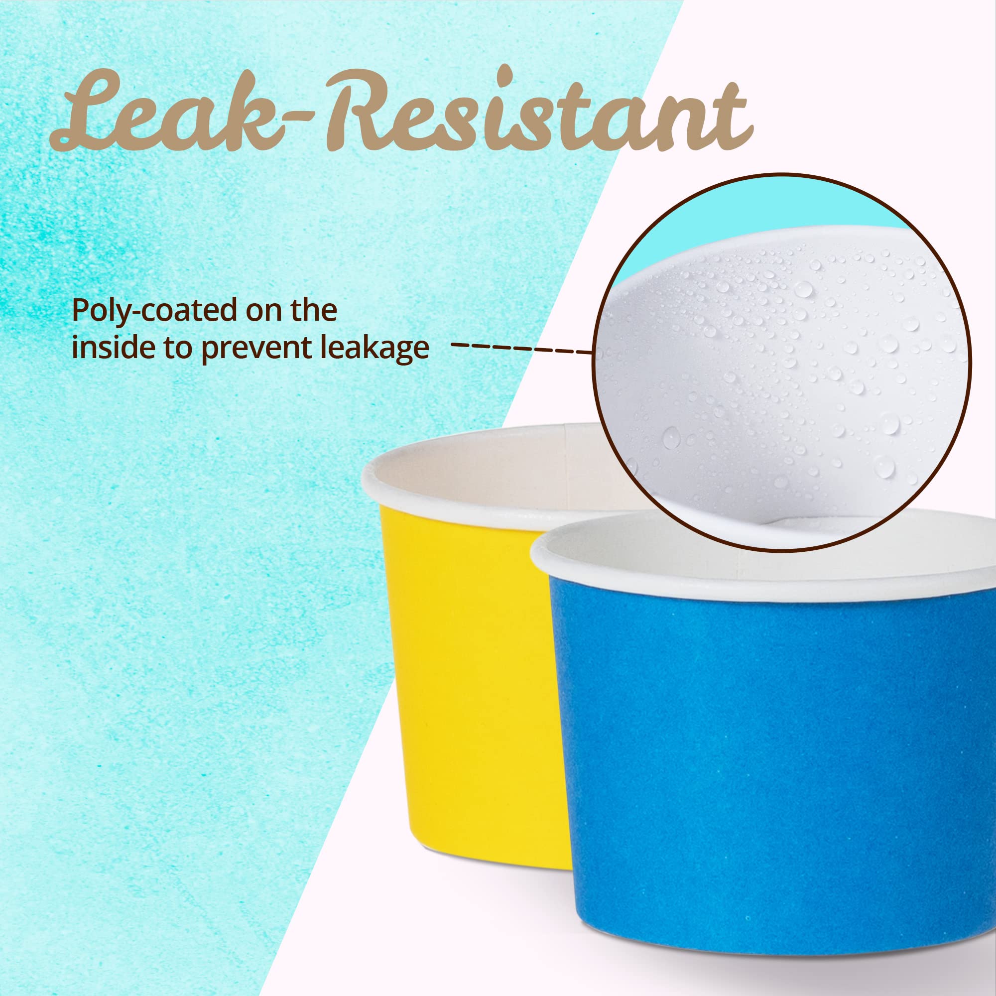 MATICAN Paper Ice Cream Cups, 100-Pack 9-oz Disposable Dessert Bowls for Hot and Cold, 9-ounce, Hot Pink, Baby Pink, Mint, Yellow, Blue