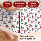 Komplet pościeli King Christmas Tree - Świąteczny wzór Xmas na lnie - Głębokie kieszenie - Dopasowany krój - 4 części - Bez zagnieceń - Wygodna i chłodząca świąteczna pościel zimowa - Łatwa w pielęgnacji - Przyjazna dzieciom