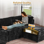 Modular Sectional Sofa,5 Pieces Sectional Couches for Living Room,L Shaped Cloud Couch Chaise Set, Black