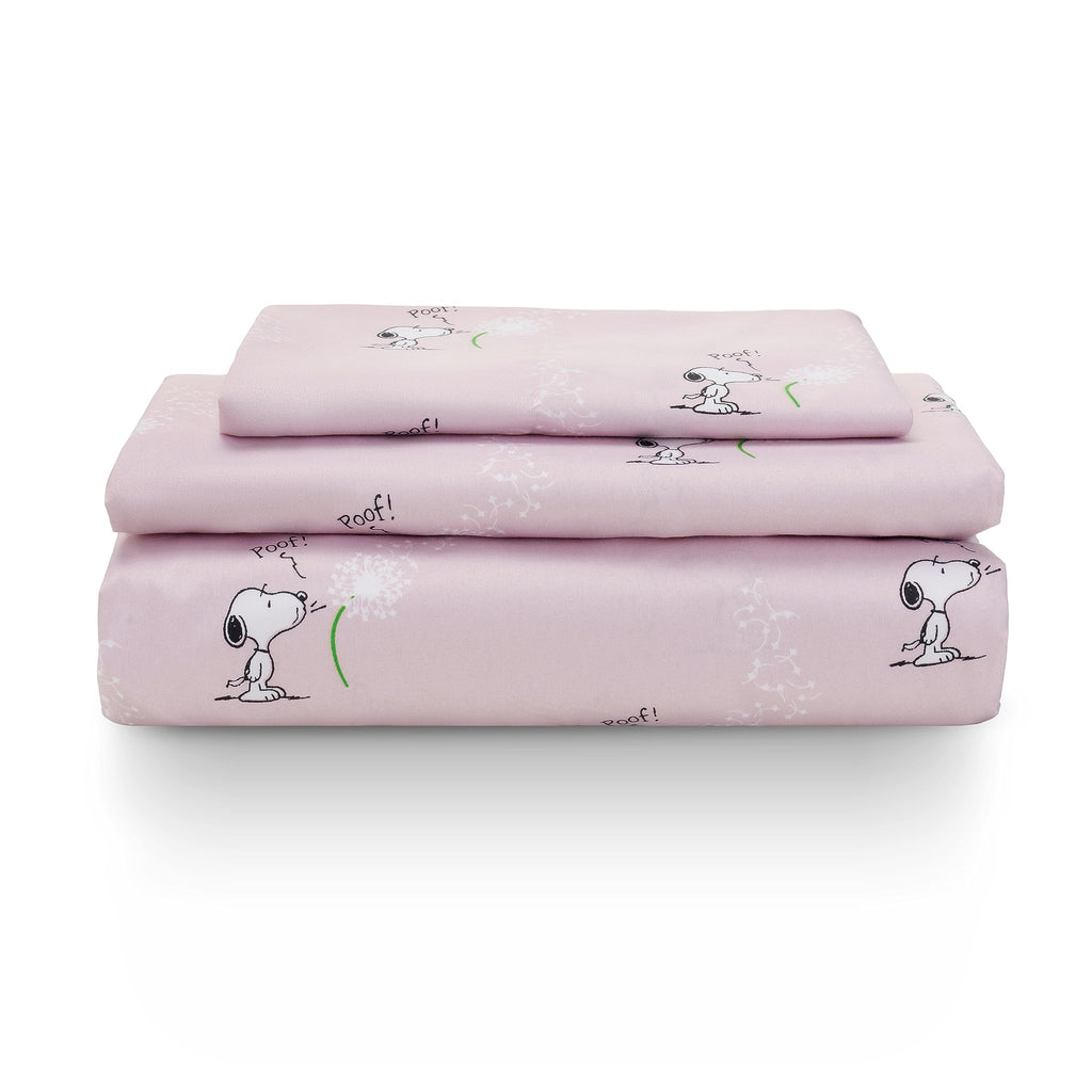 Zestaw pościeli Berkshire Blanket Peanuts® dla dzieci, rozmiar pełny - 4 części, Peanuts® mini pozy i łapy szare, urocze postacie Snoopy nadrukowane na miękkich mikrofibrowych prześcieradłach