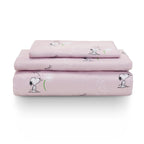 Zestaw pościeli Berkshire Blanket Peanuts® dla dzieci, rozmiar pełny - 4 części, Peanuts® mini pozy i łapy szare, urocze postacie Snoopy nadrukowane na miękkich mikrofibrowych prześcieradłach