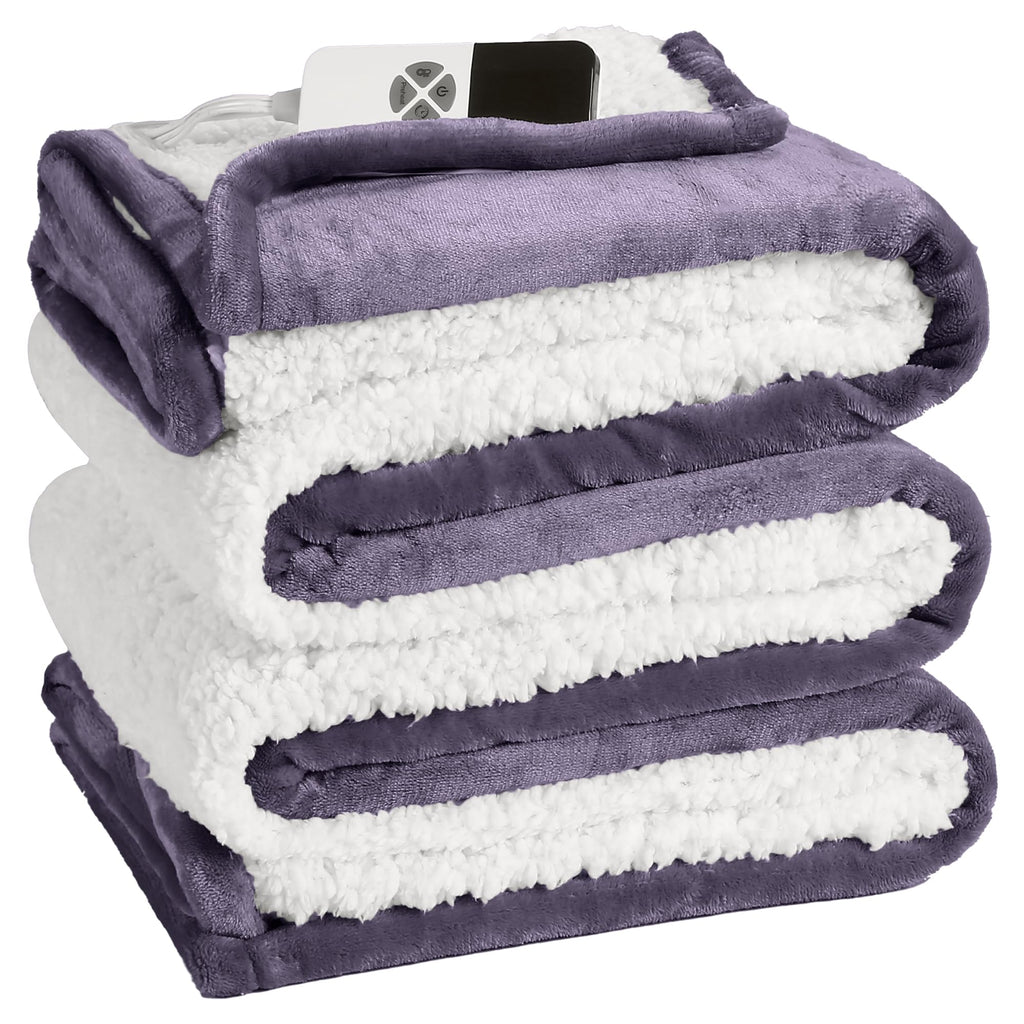 Coperta Elettrica Riscaldata Plaid con 5 Livelli di Riscaldamento e Spegnimento Automatico dopo 4 Ore, Plaid Riscaldato 50"x60" con Certificazione ETL e FCC per Casa e Ufficio, Lavabile in Lavatrice, Grigio Scuro