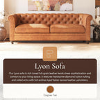 Poly & Bark Lyon Leather Couch - 87.4 Inch Sofa - Full-Grain Leather Sofa for Living Room with Feather-Down Topper - Living Room Couch - Vintage Italian Leather in Cognac Tan