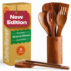 Riveira Dark Bamboo Wooden Spoons for Cooking 3-Piece, Apartment Essentials Wood Spatula Spoon Nonstick Kitchen Utensil Set Premium Quality Housewarming Gifts for Everyday Use