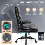 Office Chair, Ergonomic Big and Tall Computer Desk Chairs, Executive Breathable Leather Chair with Adjustable Flip-up Armrests, Lumbar Support Swivel PC Chair with Rocking Function