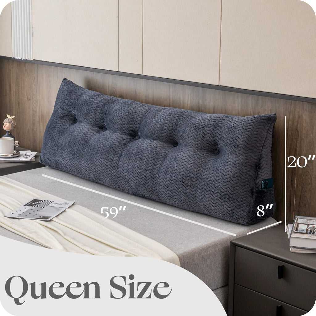 بالشتک بزرگ مثلثی پشت‌سری ZOEMO، تکیه‌گاه پشتی گوه‌ای، پشتیبانی موقعیت‌دهی، بالش‌های استراحت تخت برای مطالعه، بالش‌های گوه‌ای پشت‌سری برای تخت روز با روکش قابل جدا شدن