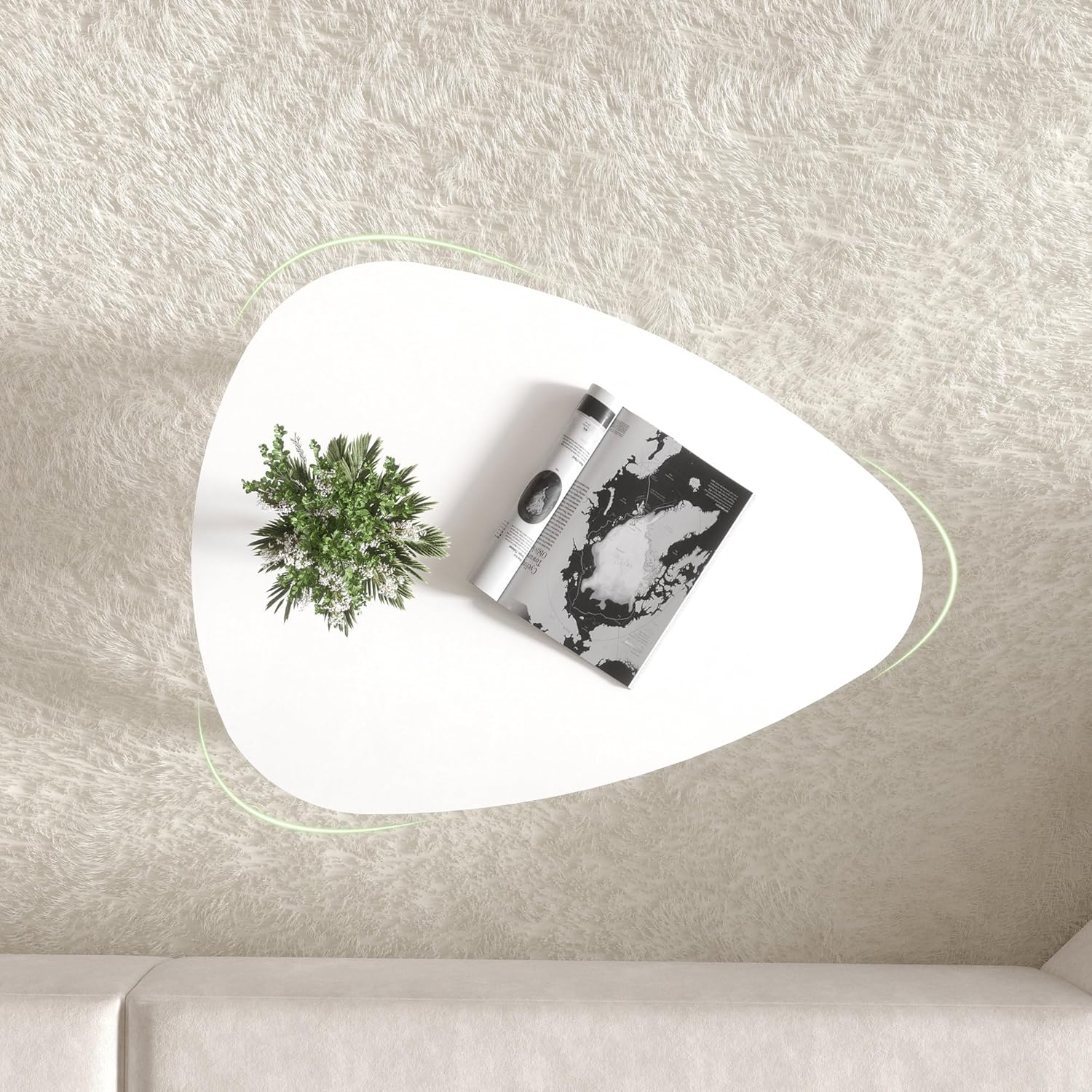 Small Oval Coffee Table,31.5" White Leaf-Shaped Center Table,Mid Century Minimalist Display Coffee Table for Living Room Small Space,Easy Assembly,White LCT50W